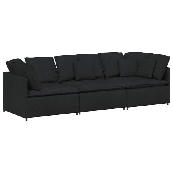Modulares Sofa mit Kissen Stoff Schwarz