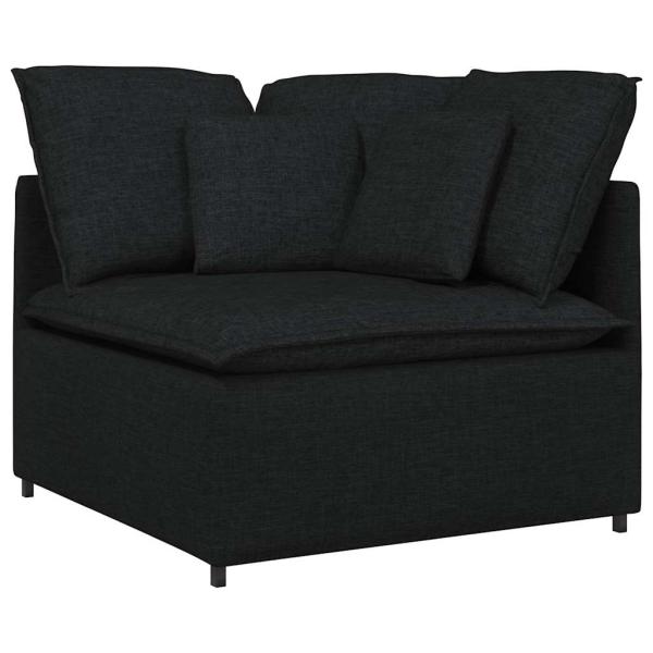 Modulares Sofa mit Kissen Stoff Schwarz
