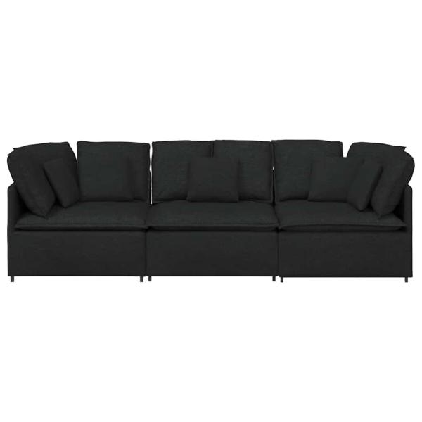 Modulares Sofa mit Kissen Stoff Schwarz