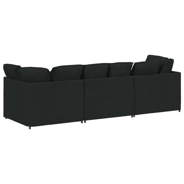 Modulares Sofa mit Kissen Stoff Schwarz