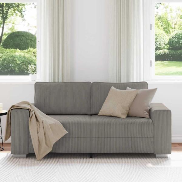 Zweisitzer-Sofa Hellgrau 140 cm Cordstoff