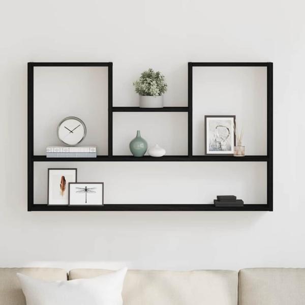 Wandregal Schwarz Eichen-Optik 99x15x60 cm Holzwerkstoff