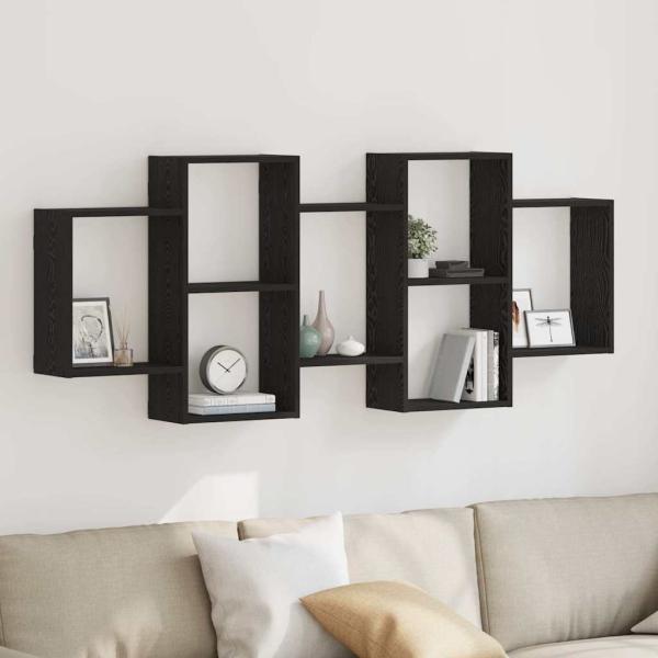 ARDEBO.de - Wandregal Schwarz Eichen-Optik 159x18x65 cm Holzwerkstoff