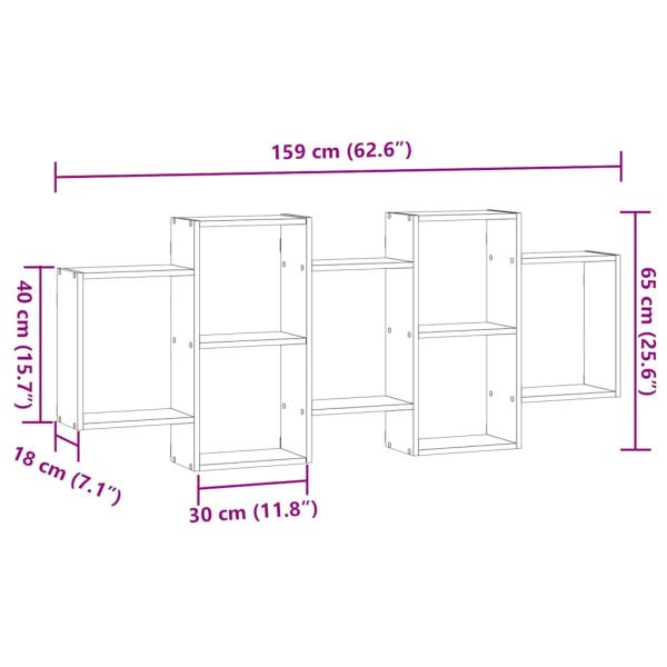 Wandregal Schwarz Eichen-Optik 159x18x65 cm Holzwerkstoff