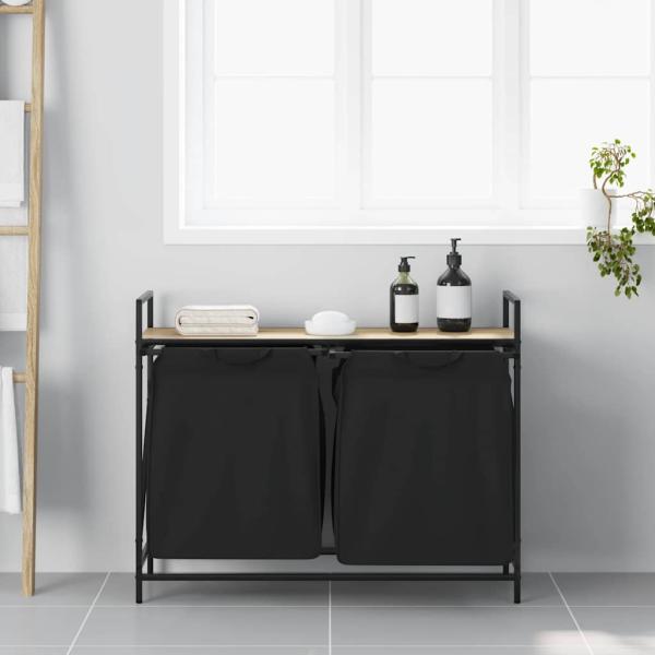 Wäschekorb 2 Fächer mit Ablage Sonoma-Eiche