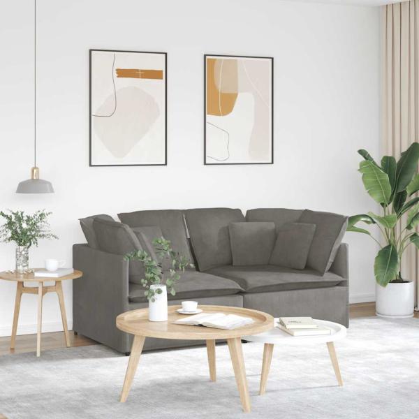 ARDEBO.de - Modulares Sofa mit Kissen Cordstoff Hellgrau