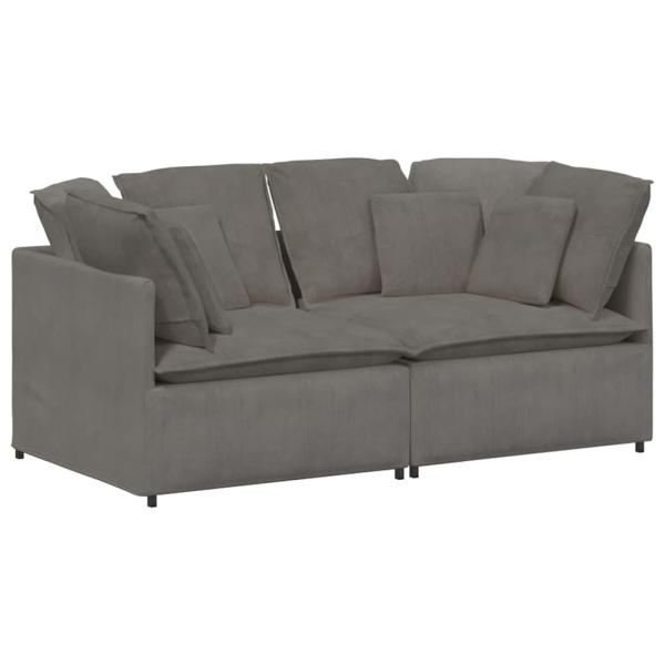 Modulares Sofa mit Kissen Cordstoff Hellgrau