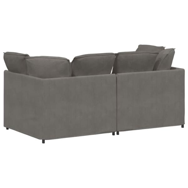 Modulares Sofa mit Kissen Cordstoff Hellgrau