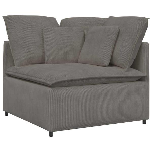 Modulares Sofa mit Kissen Cordstoff Hellgrau
