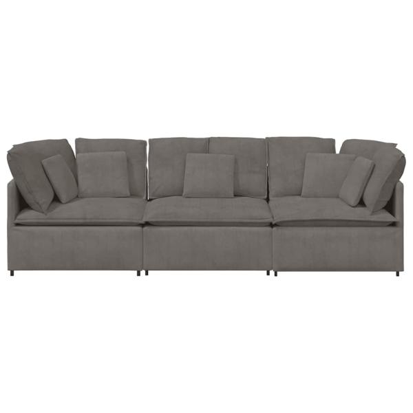 Modulares Sofa mit Kissen Cordstoff Hellgrau