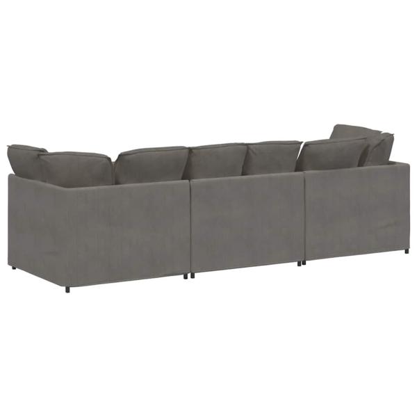 Modulares Sofa mit Kissen Cordstoff Hellgrau