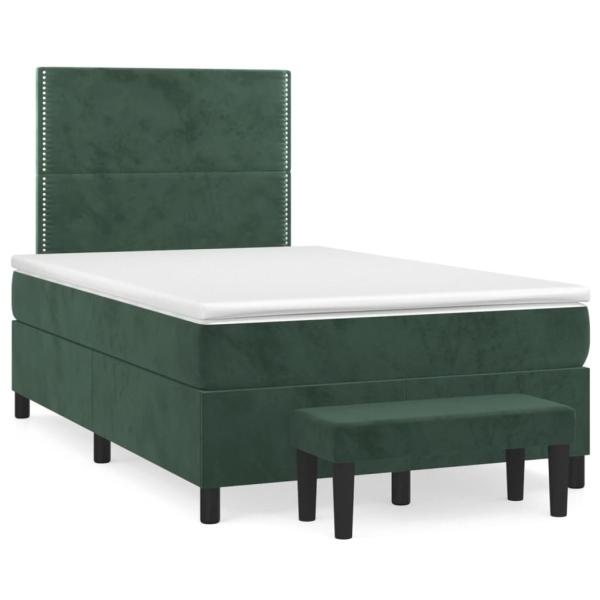 Boxspringbett mit Matratze Dunkelgrün 120x200 cm Samt
