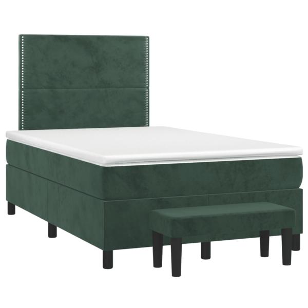 Boxspringbett mit Matratze Dunkelgrün 120x200 cm Samt