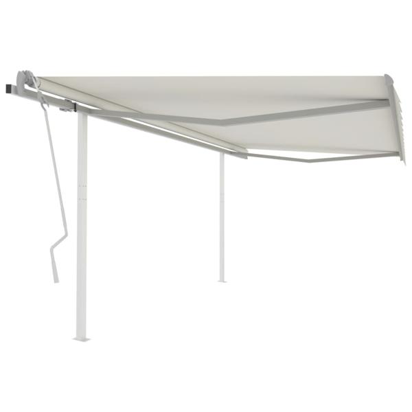 ARDEBO.de - Markise Manuell Einziehbar mit Pfosten 4,5x3 m Creme