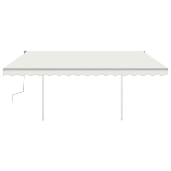 Markise Manuell Einziehbar mit Pfosten 4,5x3 m Creme