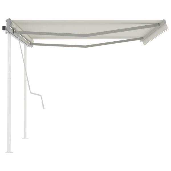 Markise Manuell Einziehbar mit Pfosten 4,5x3 m Creme