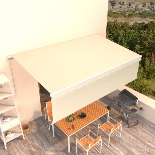 ARDEBO.de - Markise Manuell Einziehbar mit Rollo 5x3 m Creme