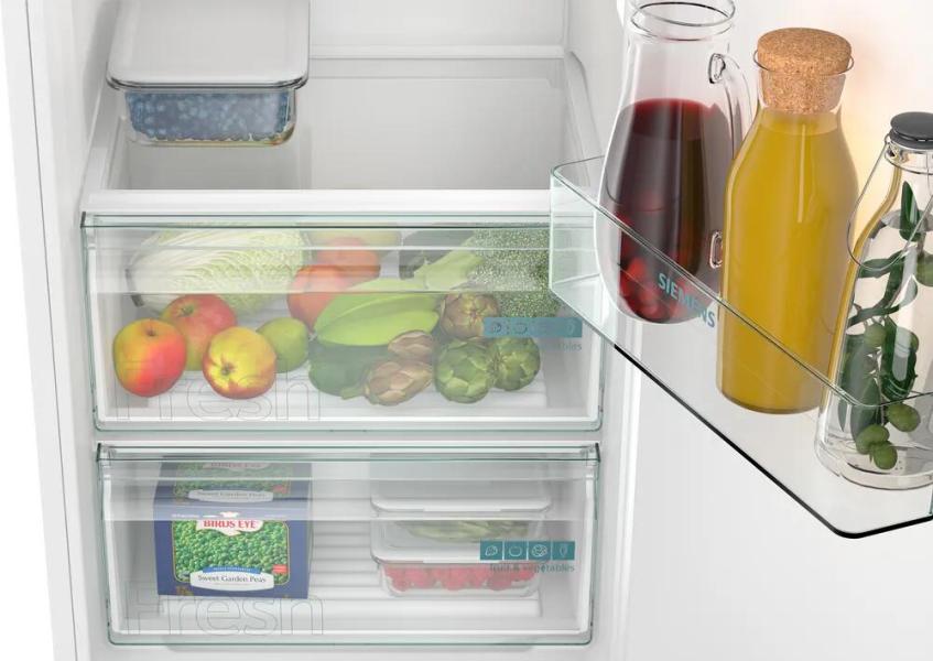 Siemens KI82LNSE0 iQ100 Einbaukühlschrank mit Gefrierfach, Nischenhöhe 177,5 cm, 280 L, Schleppscharnier, super Cooling, safety Glas, vario Zone