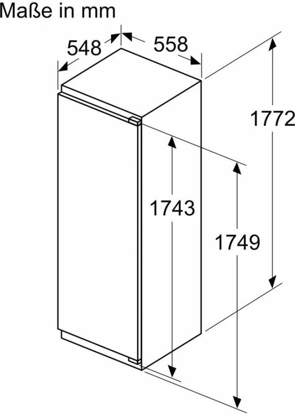 Siemens KI82LNSE0 iQ100 Einbaukühlschrank mit Gefrierfach, Nischenhöhe 177,5 cm, 280 L, Schleppscharnier, super Cooling, safety Glas, vario Zone