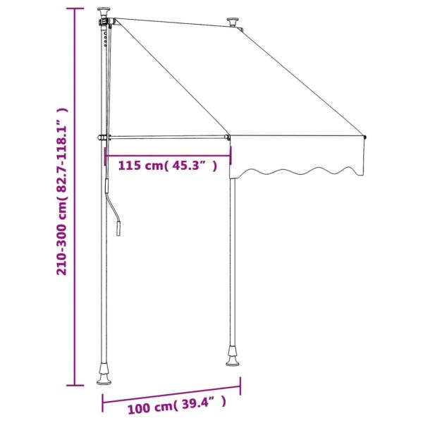 Markise Einziehbar Anthrazit 100x150 cm Stoff und Stahl