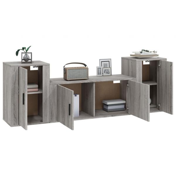 3-tlg. TV-Schrank-Set Grau Sonoma Holzwerkstoff