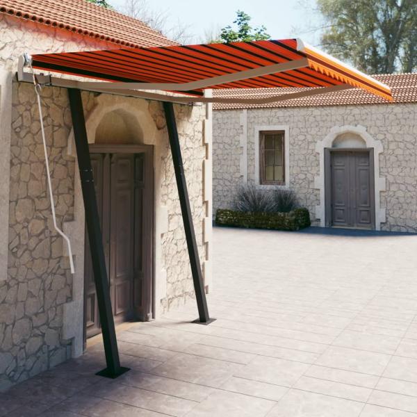 ARDEBO.de - Markise Manuell Einziehbar mit Pfosten 3x2,5 m Orange Braun