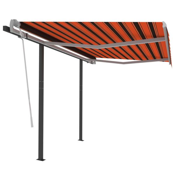 Markise Manuell Einziehbar mit Pfosten 3x2,5 m Orange Braun
