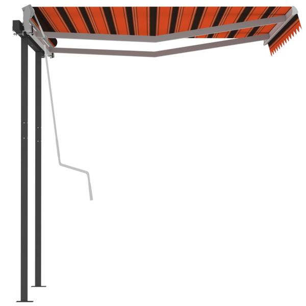 Markise Manuell Einziehbar mit Pfosten 3x2,5 m Orange Braun