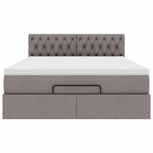 Ottomanische Bett mit Matratze & LEDs Taupe 140x190 cm Stoff