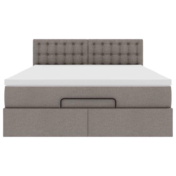 Ottomanische Bett mit Matratze & LEDs Taupe 140x190 cm Stoff