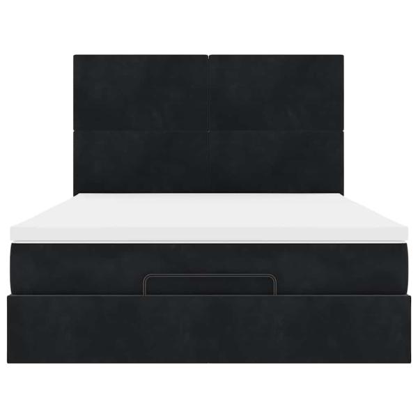 Ottoman-Bett mit Matratzen & LEDs Schwarz 140x190 cm Samt