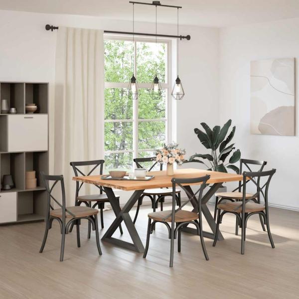 Esstisch mit Baumkanten Hellbraun 180x120x74cm Massivholz Eiche