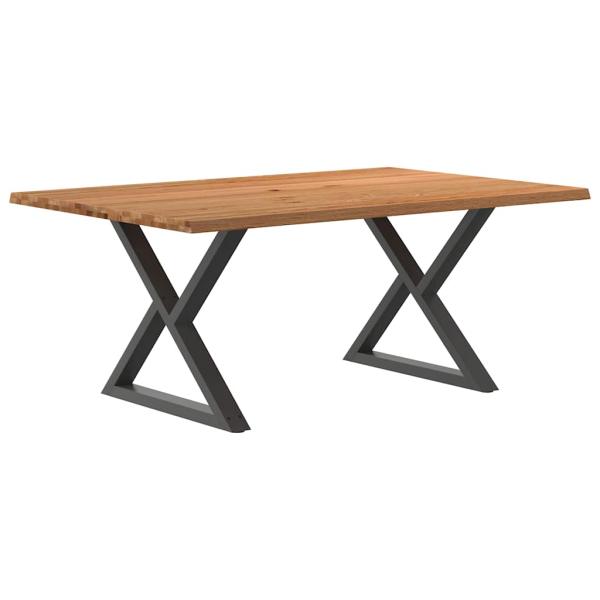Esstisch mit Baumkanten Hellbraun 180x120x74cm Massivholz Eiche