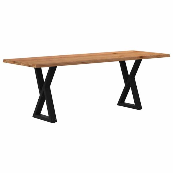 ARDEBO.de - Esstisch mit Baumkanten Hellbraun 220x80x74 cm Massivholz Eiche