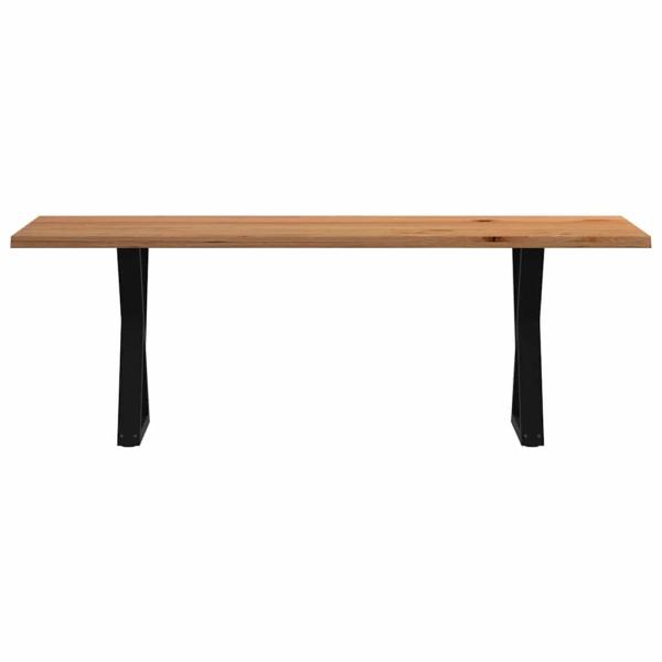 Esstisch mit Baumkanten Hellbraun 220x80x74 cm Massivholz Eiche