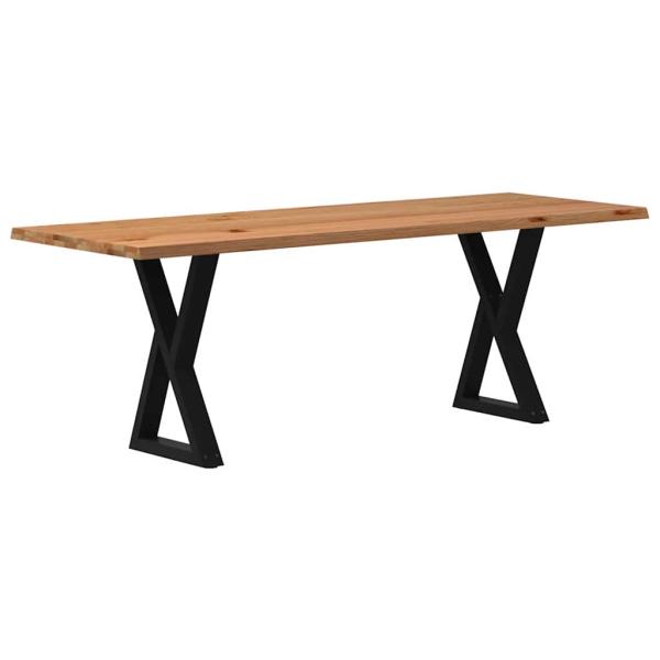 Esstisch mit Baumkanten Hellbraun 220x80x74 cm Massivholz Eiche