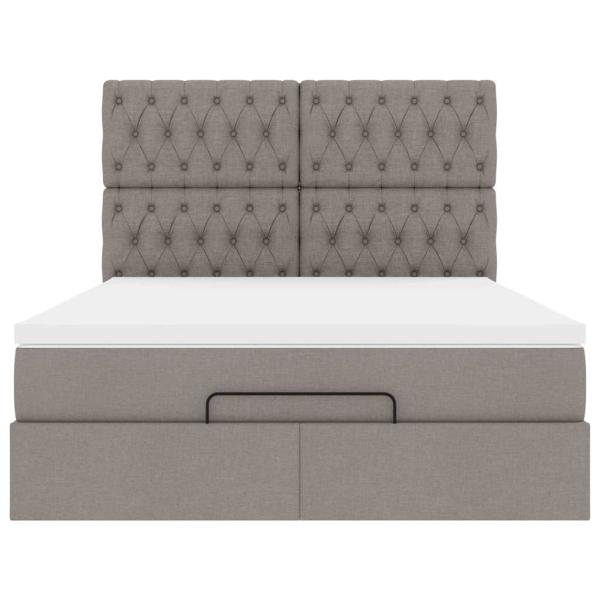 Ottoman-Bett mit Matratze Taupe 140x190 cm Stoff
