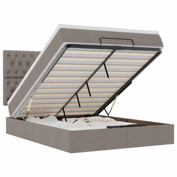 Ottoman-Bett mit Matratze & LEDs Taupe 140x190 cm Stoff