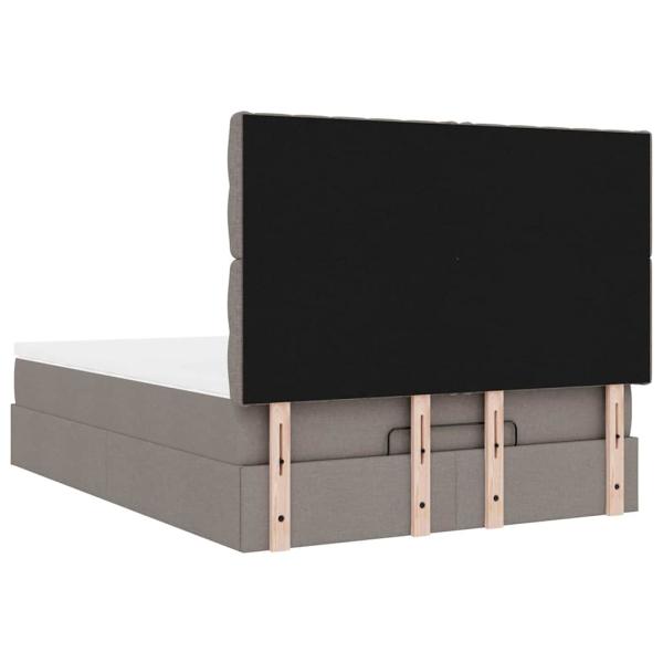 Ottoman-Bett mit Matratze & LEDs Taupe 140x190 cm Stoff