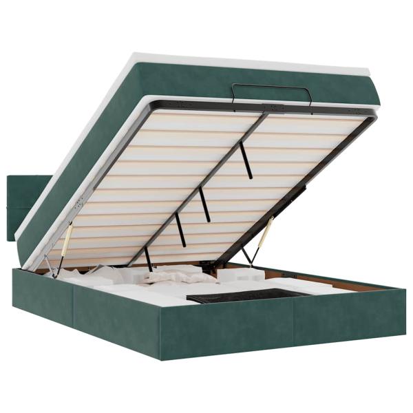 Ottoman-Bett mit Matratze Dunkelgrün 140x190 cm Samt