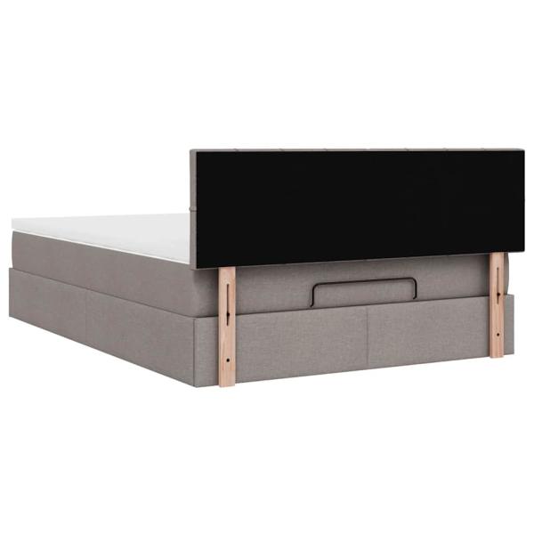 Ottomanische Bett mit Matratze & LEDs Taupe 140x190 cm Stoff