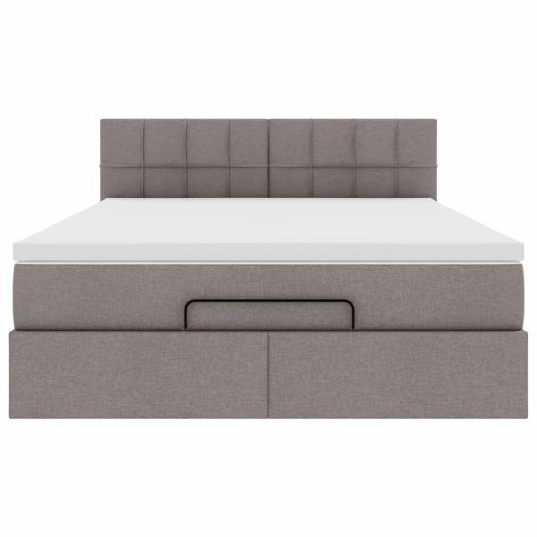 Ottomanische Bett mit Matratze & LEDs Taupe 140x190 cm Stoff