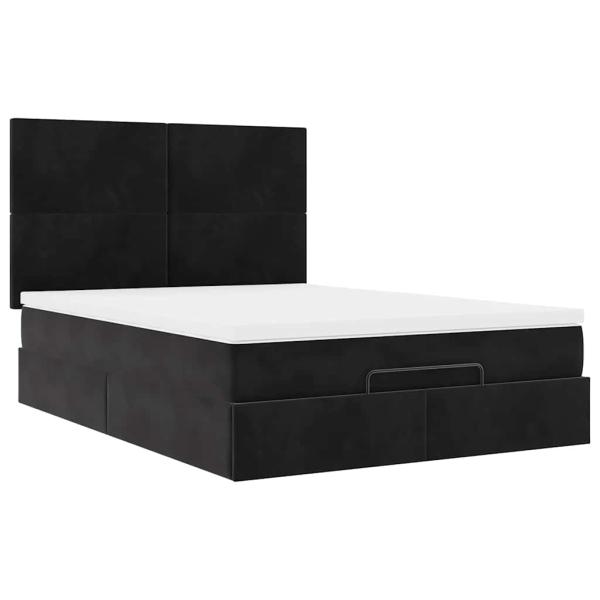 Ottoman-Bett mit Matratzen Schwarz 140x190 cm Samt