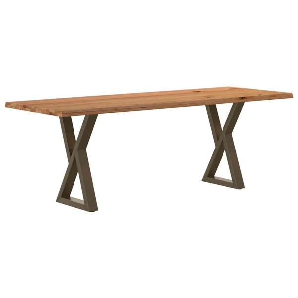 ARDEBO.de - Esstisch mit Baumkanten Hellbraun 220x80x74 cm Massivholz Eiche