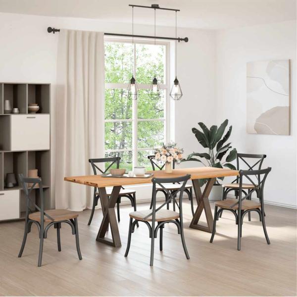 Esstisch mit Baumkanten Hellbraun 220x80x74 cm Massivholz Eiche