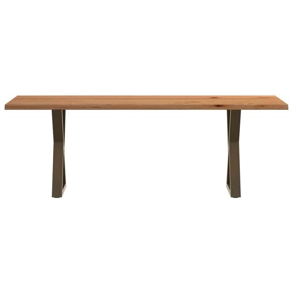 Esstisch mit Baumkanten Hellbraun 220x80x74 cm Massivholz Eiche
