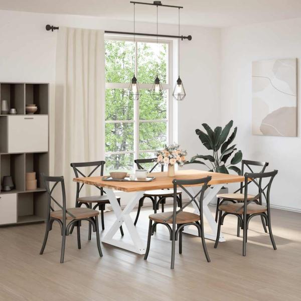 Esstisch mit Baumkanten Hellbraun 180x120x74cm Massivholz Eiche