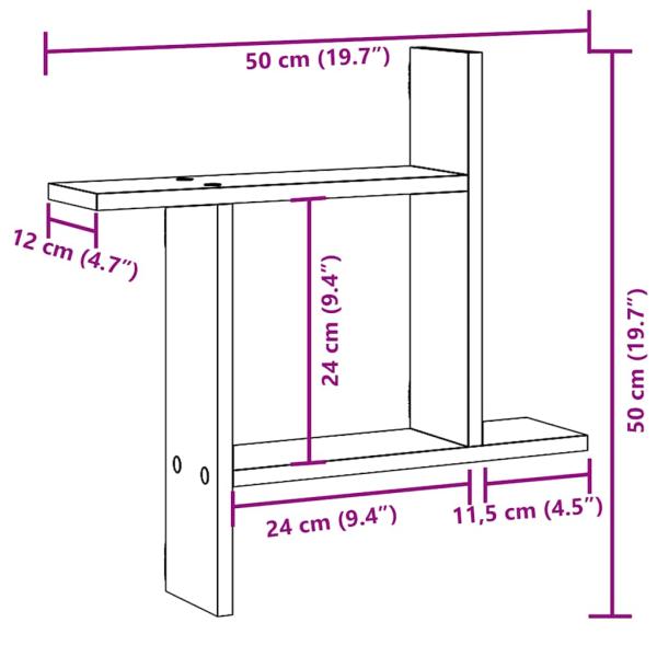 Wandregale 2 Stk. Schwarz Eichen-Optik 50x12x50cm Holzwerkstoff