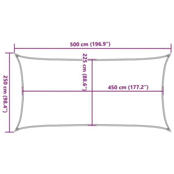 Sonnensegel 160 g/m² Rechteckig Hellgrau 2,5x5 m HDPE