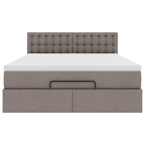 Ottoman-Bett mit Matratze Taupe 140x190 cm Stoff